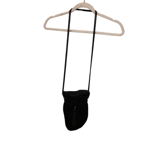 whiting & davis stunning vintage burgundy HOLIDAY velvet cinch cross body purse - Picture 3 of 6